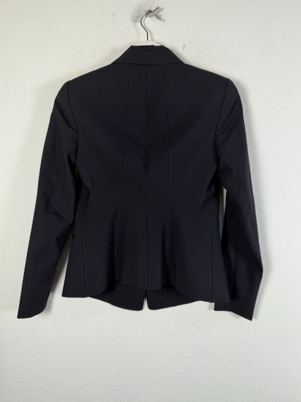 Maje Womens Wool Blazer Jacket Lambskin Leather Trim Fitted Black Size 36/S - Picture 2 of 11